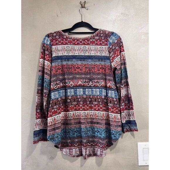 Karen Kane Floral Printed Striped Top Long-Sleeve Medium NWT - Picture 3 of 3